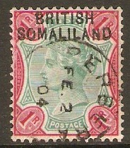Somaliland Protectorate 1903 1r Green and analine carmine. SG10.
