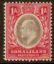Somaliland Protectorate 1905 1a Grey-black and red. SG46.