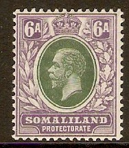 Somaliland Protectorate 1912 6a Green and violet. SG66.