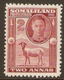 Somaliland Protectorate 1942 2a Maroon. SG107.