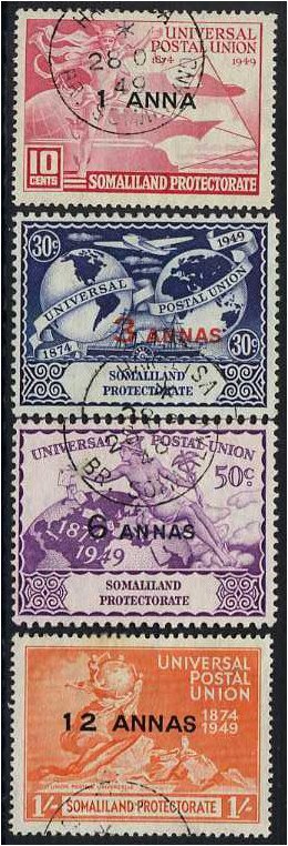 Somaliland Protectorate 1949 UPU 75th Anniv. Set. SG121-SG124.