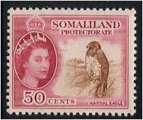 Somaliland Protectorate 1953 50c Brown and rose-carmine. SG143.