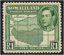 Somaliland Protectorate 1938 1r Green. SG101.