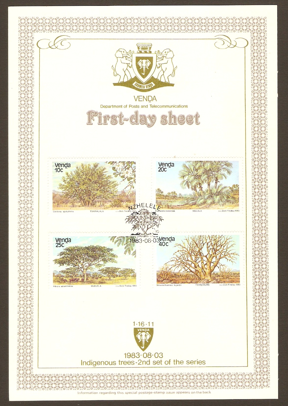 Venda 1983 Indigenous Trees (2nd.Series) Set. SG79-SG82. FDS.