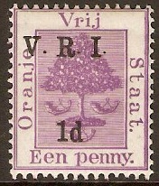 Orange Free State 1900 1d. On 1d. Purple. SG113.