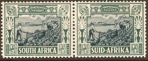 South Africa 1938 d + d Blue and green. SG76.