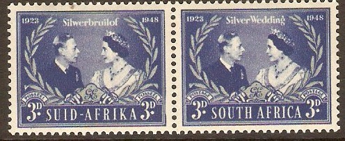 South Africa 1948 3d Silver Wedding Stamps. SG125.