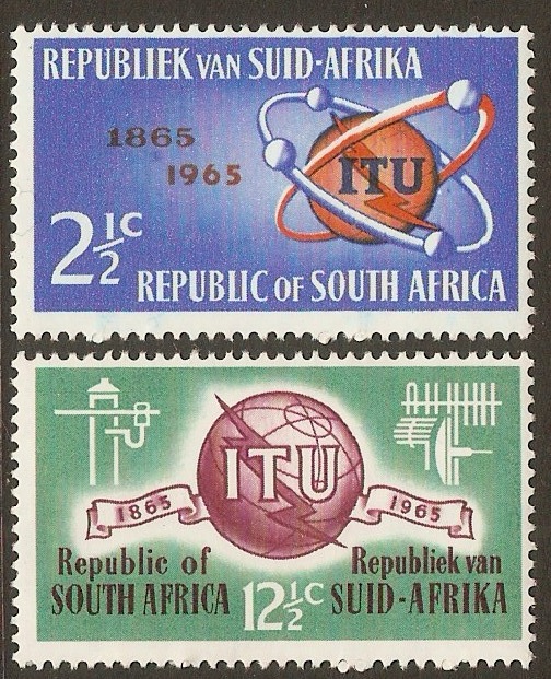 South Africa 1965 ITU Centenary Stamps. SG258-SG259.