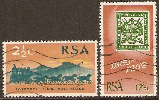 South Africa 1969 Stamp Centenary Set. SG297-SG298.