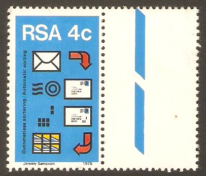 South Africa 1975 4c Postal Mechanization Stamp. SG385.