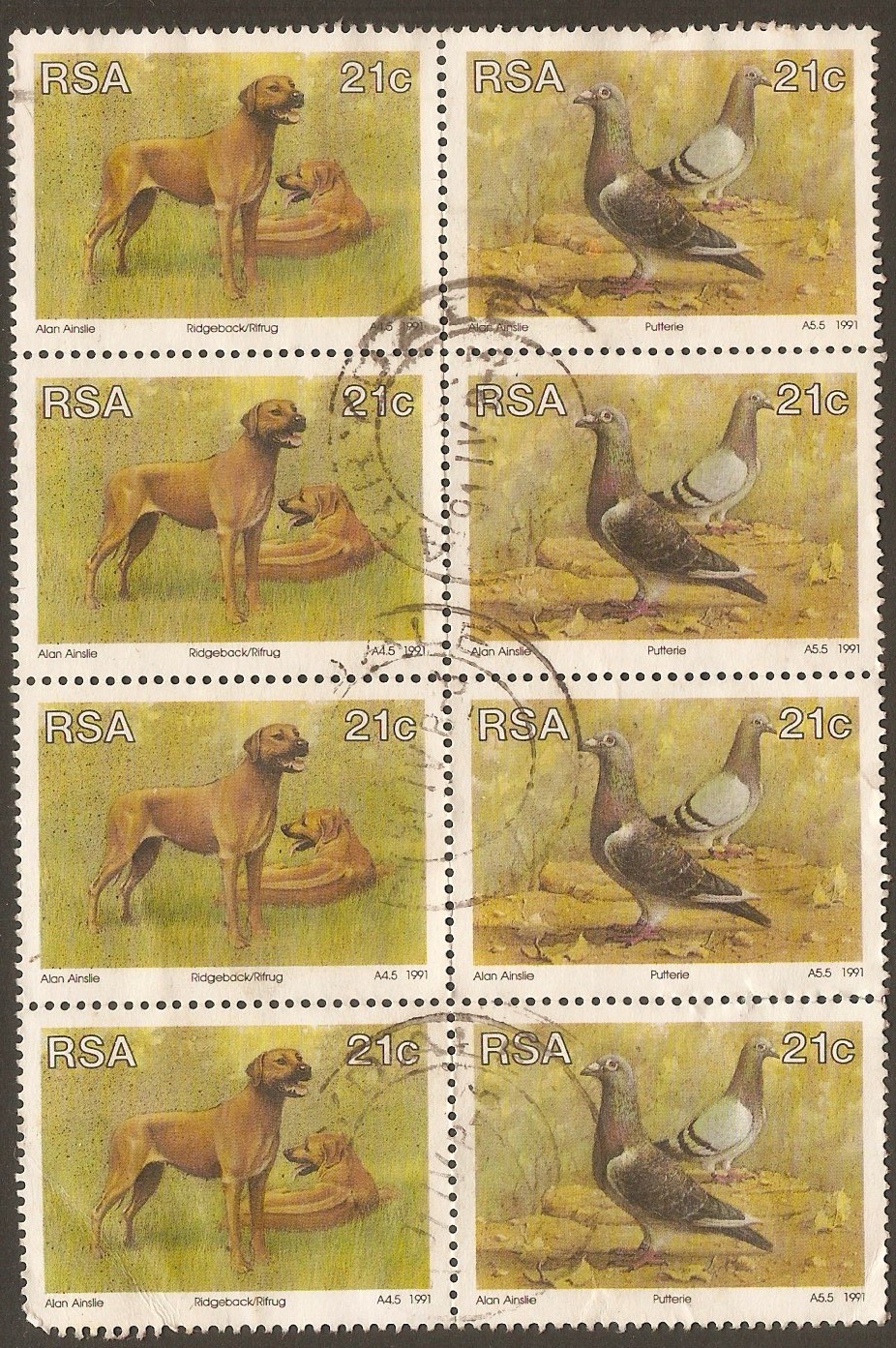 South Africa 1991 21c Animal Breeding series. SG727-SG728.
