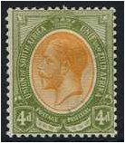 South Africa 1913 Orange-Yellow and Sage-Green. SG10a.