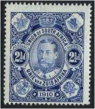 South Africa 1910 2d. Deep Blue. SG1.