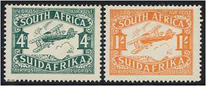 South Africa 1929 Air Stamp Set. SG40-SG41.