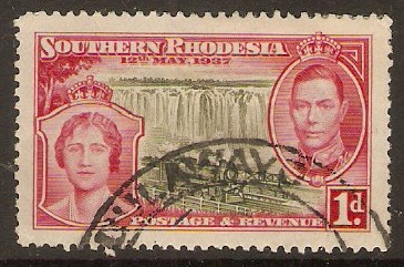 Southern Rhodesia 1937 1d Coronation Series. SG36. - Click Image to Close