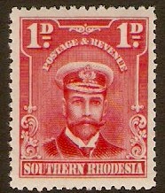 Southern Rhodesia 1924 1d bright rose. SG2.