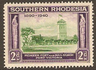 Southern Rhodesia 1940 2d Green and bright violet. SG56.