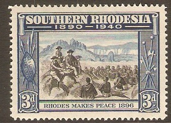 Southern Rhodesia 1940 3d Black and blue. SG57.
