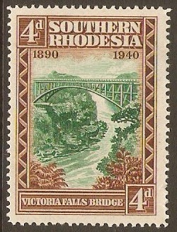 Southern Rhodesia 1940 4d Green and brown. SG58. - Click Image to Close