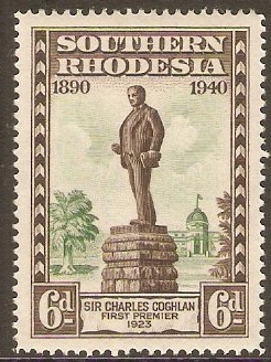 Southern Rhodesia 1940 6d Chocolate and green. SG59.