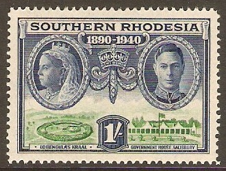 Southern Rhodesia 1940 1s Blue and green. SG60.