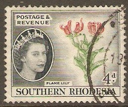 Southern Rhodesia 1953 4d. Red, Green & Indigo. SG82.