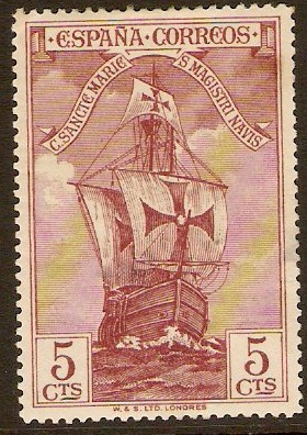 Spain 1930 5c Claret. SG596.