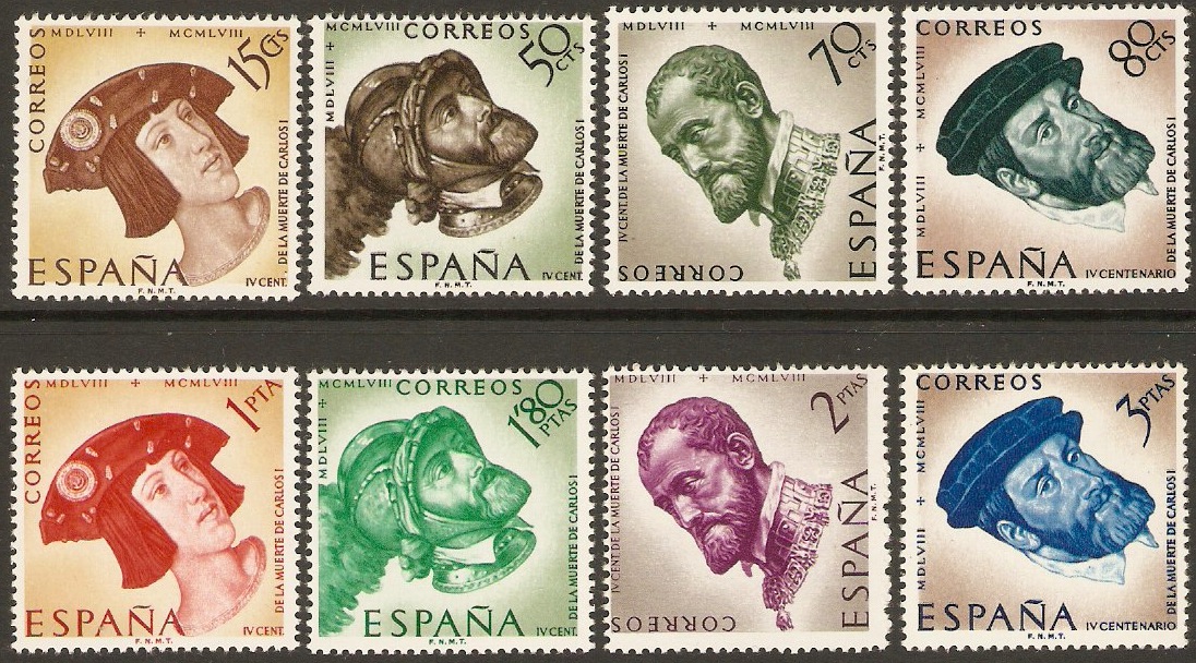Spain 1958 Charles V Portraits Set. SG1287-SG1294.
