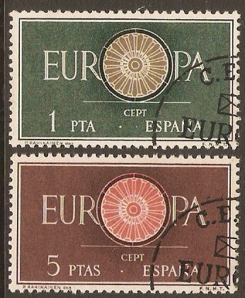 Spain 1960 Europa Stamps Set. SG1355-SG1356.
