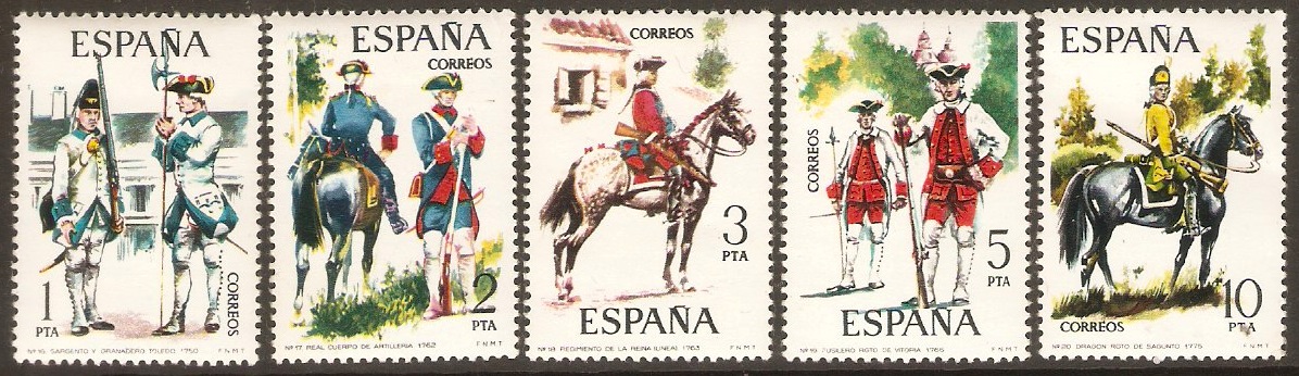 Spain 1975 Military Uniforms Set (4th. Series). SG2290-SG2294.