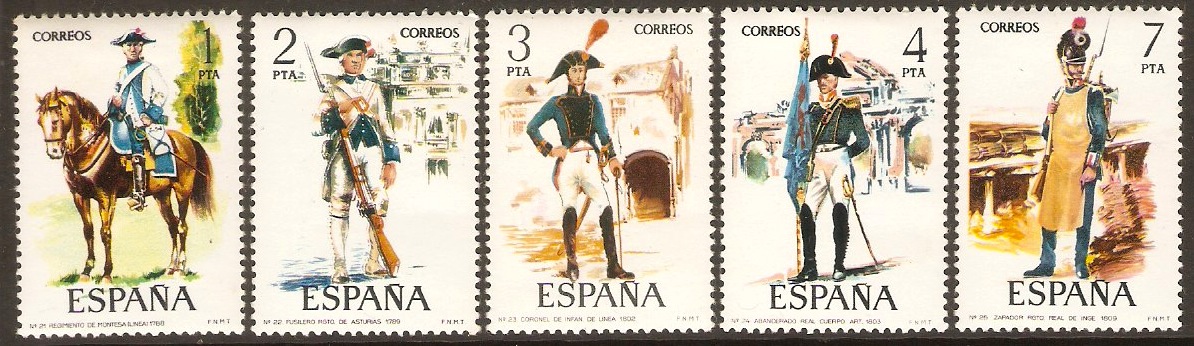 Spain 1975 Military Uniforms Set (5th. Series). SG2322-SG2326.