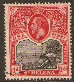 St Helena 1912 1d Black and scarlet. SG73a.