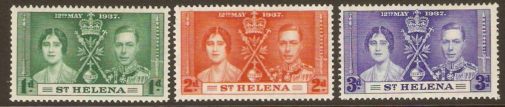 St Helena 1937 Coronation Set. SG128-SG130.