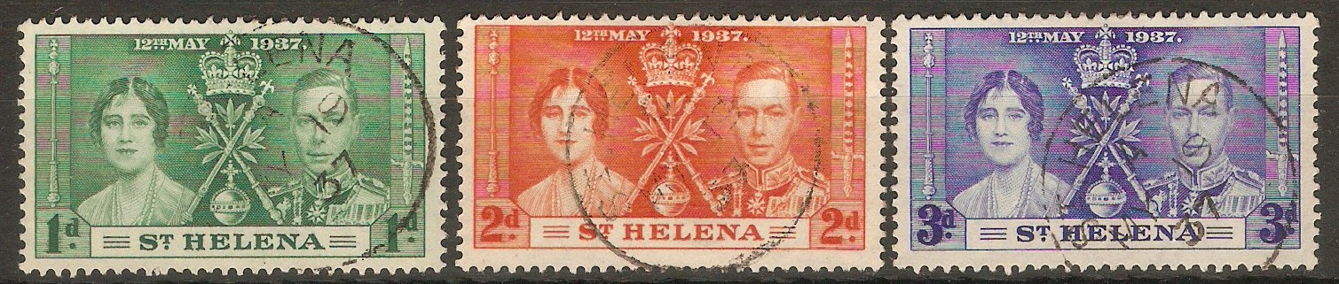 St. Helena 1937 Coronation Set. SG128-SG130.