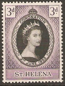 St Helena 1953 3d Coronation Stamp. SG152.