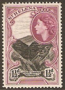 St Helena 1953 1d Black and reddish purple. SG155.