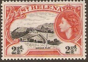 St Helena 1953 2d Black and red. SG157.