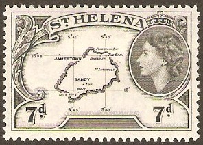 St Helena 1953 7d Black and grey-black. SG161.
