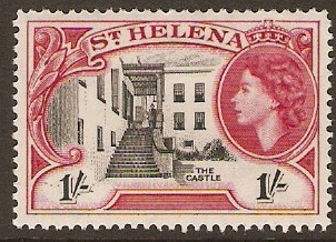 St Helena 1953 1s Black and carmine. SG162.