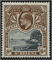 St Helena 1903 8d. Black and Brown. SG58.