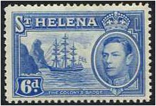 St Helena 1938 6d Light blue. SG136.