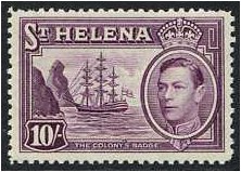 St Helena 1938 10s Purple. SG140.