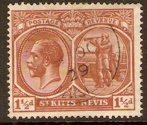 St. Kitts-Nevis 1921 1d Red-brown. SG40a.