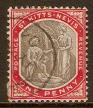 St. Kitts-Nevis 1903 1d Grey-black and carmine. SG2.