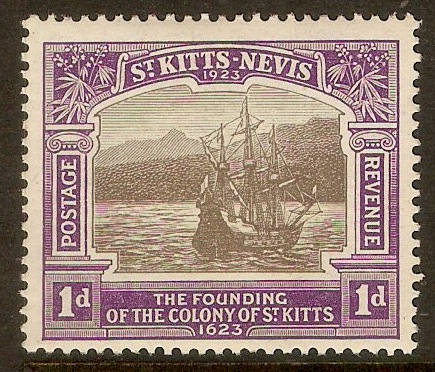 St. Kitts-Nevis 1923 1d Black and bright violet. SG49.