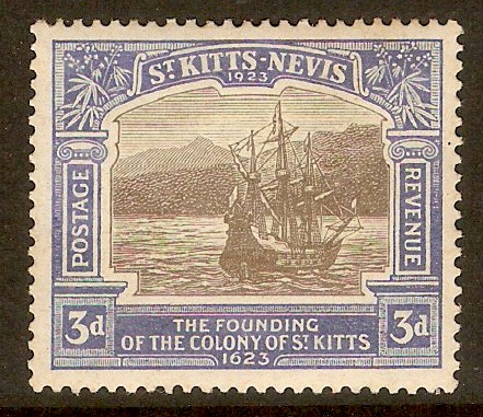 St. Kitts-Nevis 1923 3d Black and ultramarine. SG53.