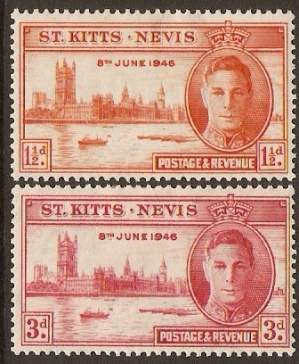 St Kitts-Nevis 1946 Victory Set. SG78-SG79.