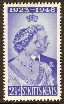 St. Kitts-Nevis 1949 2d Silver Wedding Stamp. SG80.