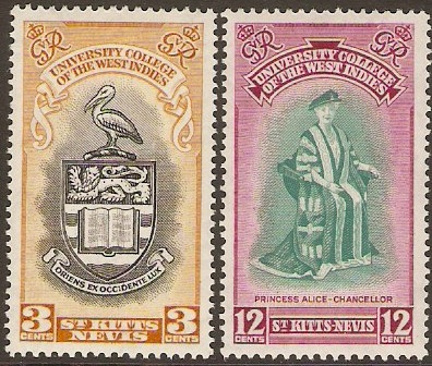 St. Kitts-Nevis 1951 BWI University Inauguration Set. SG92-SG93.