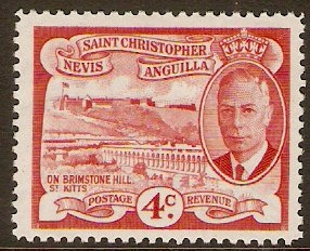 St Kitts-Nevis 1952 4c scarlet. SG97.